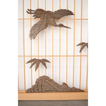 神代杉 鶴松書院欄間 3枚1組　R0393 