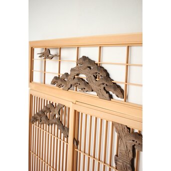 神代杉 鶴松書院欄間 3枚1組　R0393 