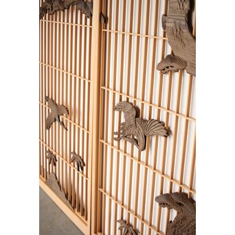 神代杉 鶴松書院欄間 3枚1組　R0393 