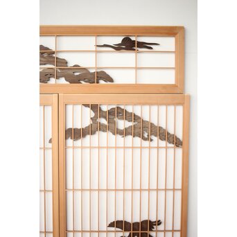 神代杉 鶴松書院欄間 3枚1組　R0393 