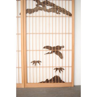 神代杉 鶴松書院欄間 3枚1組　R0393 