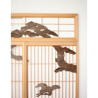 神代杉 鶴松書院欄間 3枚1組　R0393 