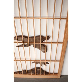 神代杉 鶴松書院欄間 3枚1組　R0393 