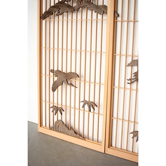 神代杉 鶴松書院欄間 3枚1組　R0393 