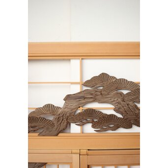 神代杉 鶴松書院欄間 3枚1組　R0393 神代杉の木彫　素敵な色味です