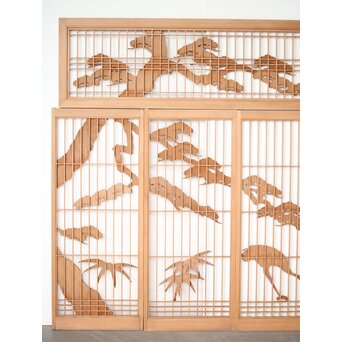 鶴松 書院欄間 5枚1組　R0394 