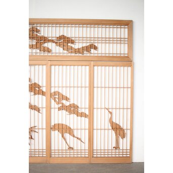 鶴松 書院欄間 5枚1組　R0394 