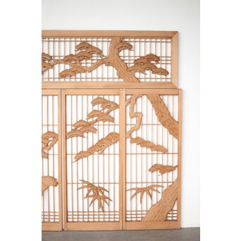 鶴松 書院欄間 5枚1組　R0394 