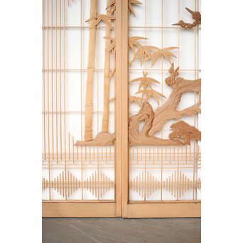 松竹梅 書院欄間 5枚1組　R0395 組子細工の素敵な意匠