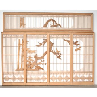 松竹梅 書院欄間 5枚1組　R0395