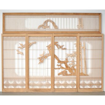 松竹梅 書院欄間 5枚1組　R0395 ウラ　ガラスを入れる面です