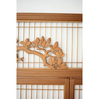 木蓮に孔雀 書院欄間 5枚1組　R0396 