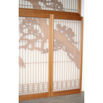 木蓮に孔雀 書院欄間 5枚1組　R0396 