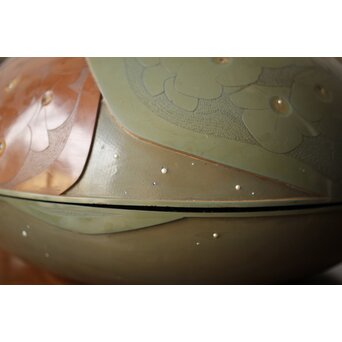 堆漆彫漆 紫陽花 蓋物　Q360 