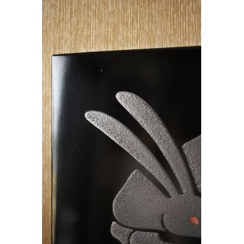 輪島塗 田崎昭一郎 兎 漆額　Q361 