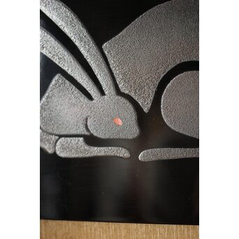 輪島塗 田崎昭一郎 兎 漆額　Q361 