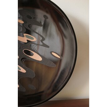 音丸香 彫漆三足脚付き盆　Q362 