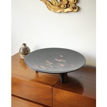 音丸香 彫漆三足脚付き盆　Q362 