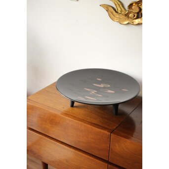 音丸香 彫漆三足脚付き盆　Q362 