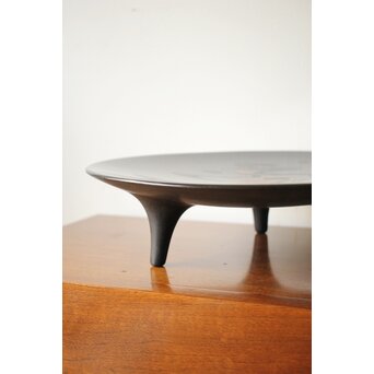 音丸香 彫漆三足脚付き盆　Q362 