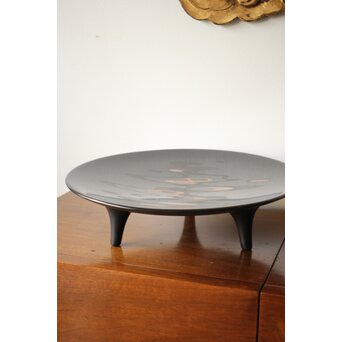 音丸香 彫漆三足脚付き盆　Q362 