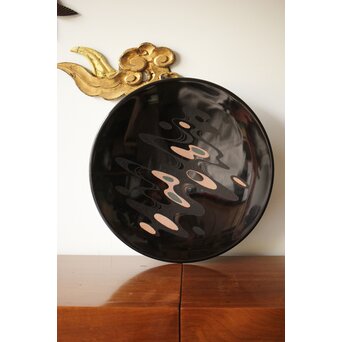 音丸香 彫漆三足脚付き盆　Q362 