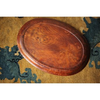 肥松 楕円型 刳貫煎茶盆　X455 