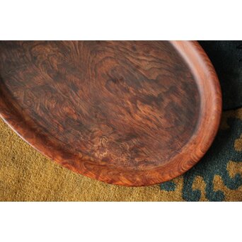 肥松 楕円型 刳貫煎茶盆　X455 