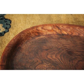 肥松 楕円型 刳貫煎茶盆　X455 