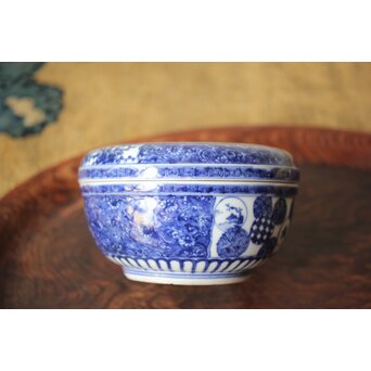 清水七兵衛 祥瑞意 染付蓋物　P479 