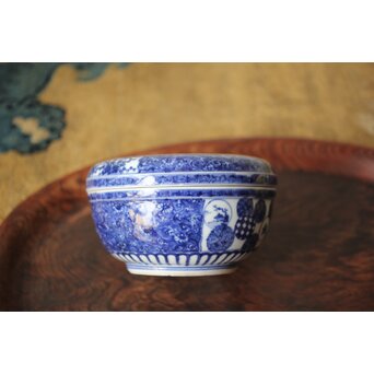 清水七兵衛 祥瑞意 染付蓋物　P479 