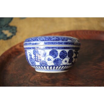 清水七兵衛 祥瑞意 染付蓋物　P479 