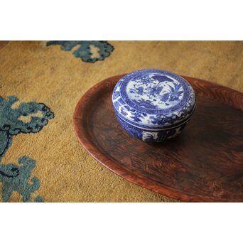 清水七兵衛 祥瑞意 染付蓋物　P479