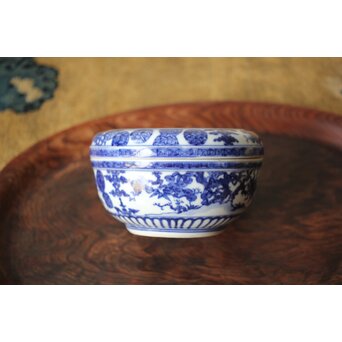 清水七兵衛 祥瑞意 染付蓋物　P479 