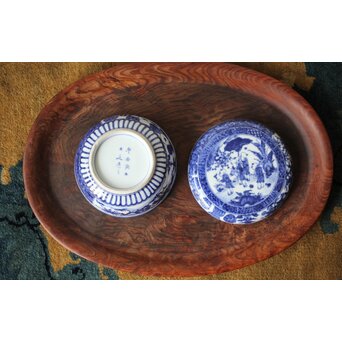 清水七兵衛 祥瑞意 染付蓋物　P479 