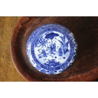 清水七兵衛 祥瑞意 染付蓋物　P479 