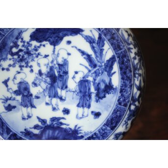 清水七兵衛 祥瑞意 染付蓋物　P479 