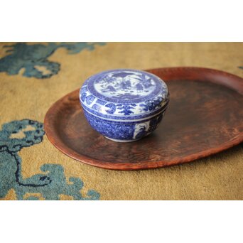 清水七兵衛 祥瑞意 染付蓋物　P479 