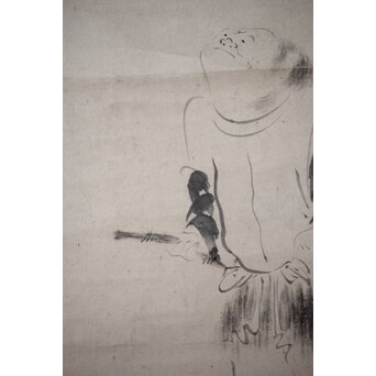 倣 松花堂昭乗 寒山拾得図 紙本軸装掛軸　Z505 