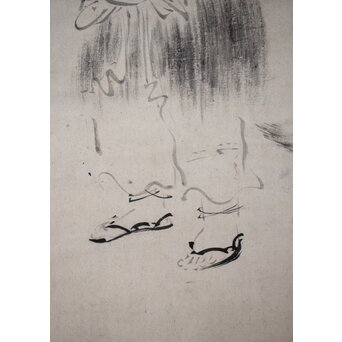 倣 松花堂昭乗 寒山拾得図 紙本軸装掛軸　Z505 