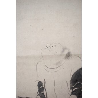 倣 松花堂昭乗 寒山拾得図 紙本軸装掛軸　Z505 