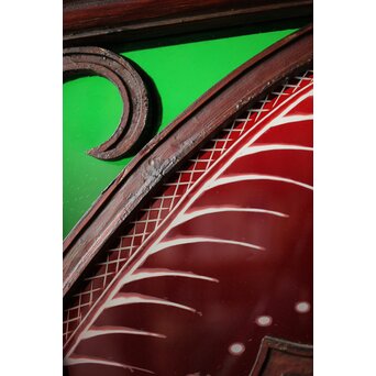 養蚕 多種と切子色ガラスのステンドグラス明り取り　Y050 