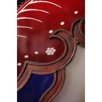 養蚕 多種と切子色ガラスのステンドグラス明り取り　Y050 