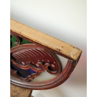 養蚕 多種と切子色ガラスのステンドグラス明り取り　Y050 