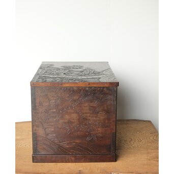 軽井沢彫 衣装箱 スツール　X458 側面１