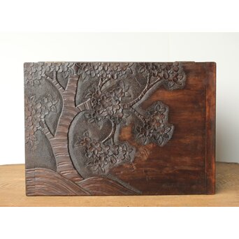 軽井沢彫 衣装箱 スツール　X458 天板です