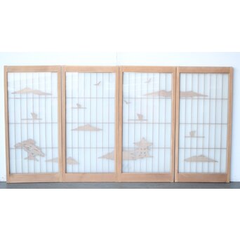 両面ガラス 近江八景 書院 4枚1組　R0397 ウラ