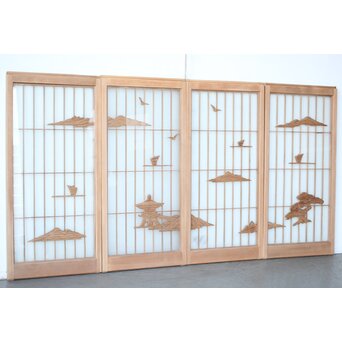 両面ガラス 近江八景 書院 4枚1組　R0397