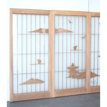 両面ガラス 近江八景 書院 4枚1組　R0397 
