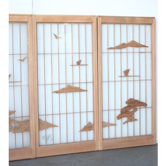両面ガラス 近江八景 書院 4枚1組　R0397 